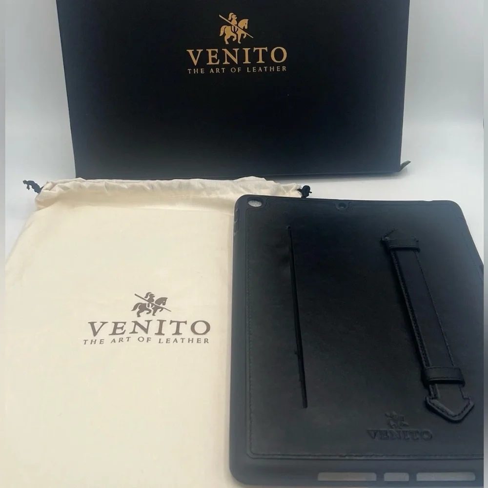 Lecce Leather Wallet Case Compatible with iPad 10.2-2019 Flex Handle Tablet BLK